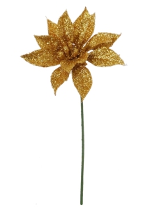 Gold Glittered Poinsettia Pick (lot of 12) SALE ITEM