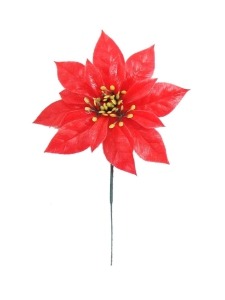 7 Inch Red Plastic Poinsettia Pick With Wire Stem (lot of 10) SALE ITEM