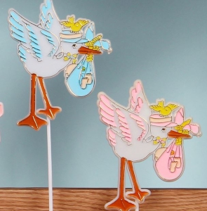 Stork Baby Decoration Sign Pick for Baby Shower - Blue (Lot of 12) SALE ITEM