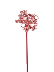 Happy Mother's Day Decoration, Sign, Pick, Cake Topper - Red (Lot of 12) SALE ITEM