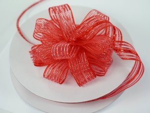 Pull Bow Ribbon, Red Silver, 5/8" x 25 Yards (1 Spool) SALE ITEM