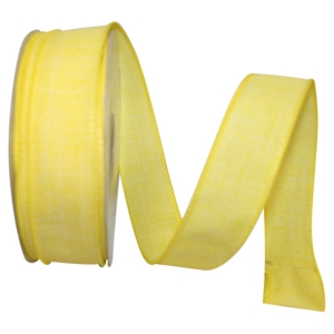 Linen Life Wired Edge Ribbon, Yellow, 1-1/2 Inch, (25 Yards) SALE ITEM