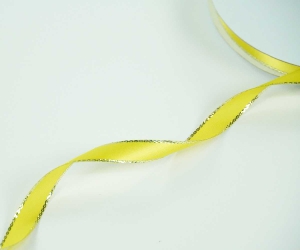 Double Face Satin Ribbon With Silver Edge, Yellow, 3/8 Inch x 50 Yards (1 Spool) SALE ITEM