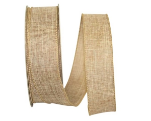 1.5 Inch Linen Life Wired Edge Ribbon - Natural Color (25 yards) SALE ITEM