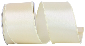 2.5 Inch Ivory Satin Ribbon With Ivory Wired Edges, 10 Yard Spool (1 Spool) SALE ITEM