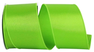2.5 Inch Wired Satin Ribbon - Citrus Lime Green, 10 yds. (1 Spool) SALE ITEM