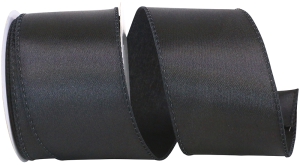 2.5 Inch Black Satin Ribbon With Wired Edges, 10 Yard Spool (1 Spool) SALE ITEM