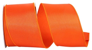 2.5 Inch Orange Satin Ribbon With Wired Edges, 10 Yard Spool (1 Spool) SALE ITEM