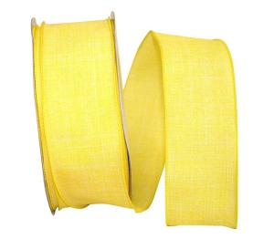 Linen Wired Edge Ribbon, Yellow, 2-1/2 Inch, (10 Yards) SALE ITEM