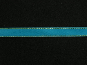 Double Face Satin Ribbon With Gold Edge, Turquoise, 1/4 Inch x 50 Yards (1 Spool) SALE ITEM