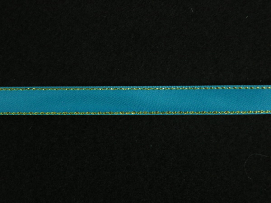 Double Face Satin Ribbon With Gold Edge, Turquoise, 1/4 Inch x 50 Yards (1 Spool) SALE ITEM