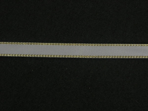 Double Face Satin Ribbon With Gold Edge, Silver, 1/4 Inch x 50 Yards (1 Spool) SALE ITEM