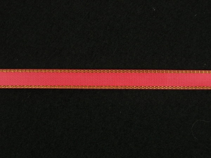 Double Face Satin Ribbon With Gold Edge, Coral, 1/4 Inch x 50 Yards (1 Spool) SALE ITEM