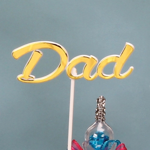 Father's Day "Dad" Decoration, Sign, Pick, Cake Topper - White with Gold (Lot of 12) SALE ITEM