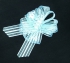 1.25" Wide Pull Bow Ribbon With 14 Loops - Blue Iridescent Solid and Sheer Stripes (Lot of 1 Bow) SALE ITEM
