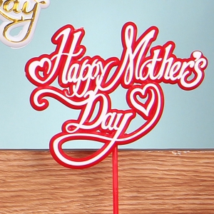 Happy Mothers Day Pick, Sign, Cake Topper - White on Red (Lot of 12) SALE ITEM