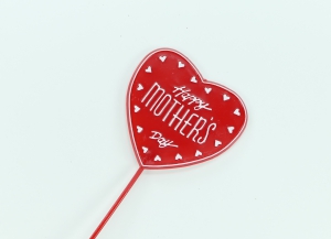 Happy Mothers Day Heart  Pick, Sign, Cake Topper - White on Red (Lot of 12) SALE ITEM