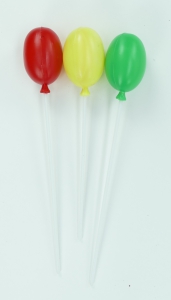 1.5" Plastic Balloon Pick, 6 Assorted Colors (Lot of 12) SALE ITEM