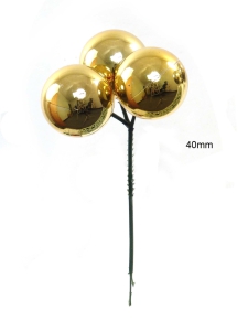 40MM Gold (Shiny) Plastic Ball Pick x3 (Lot of 1 Box - 2 Dz. Per Box) SALE ITEM