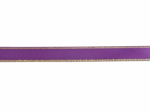 Double Face Satin Ribbon With Gold Edge, Purple, 1/4 Inch x 50 Yards (1 Spool) SALE ITEM