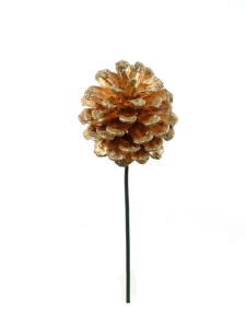 2.5 Inch Gold Pine Cone Pick With Glittered Edges ( Lot of 12 Picks) SALE ITEM