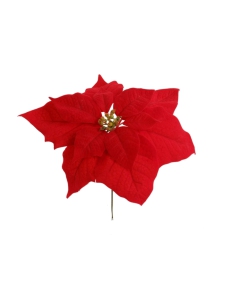 Weatherproof Red Velvet Poinsettia Pick, 11 Inch Diameter (Lot of 4 Picks) SALE ITEM