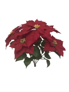 WEATHERPROOF Red Velvet Poinsettia Bush With 2 - 11.5 Inch And 3 - 9 Inch Heads (Lot of 1 Bush) SALE ITEM