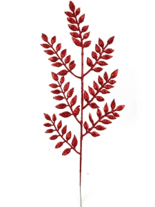 18 Inch Red Glittered Ash Leaf Spray with 7 leaves (Lot of 12 Sprays) SALE ITEM