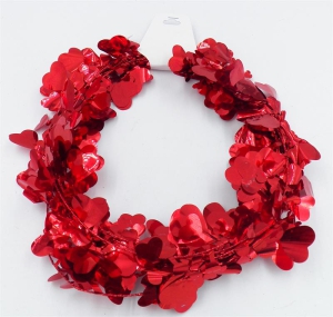 Red Wire Valentine's Day Garland With Hearts, 24.5 Feet Per Roll (Lot of 1 Roll) SALE ITEM