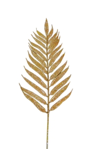 Gold Glittered Fern Leaf, 15 Inches (Lot of 1 Bag, 12 Leaves Per Bag) SALE ITEM