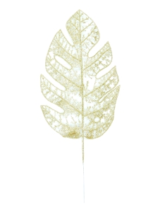 Gold Glittered Leaf Spray, 13.5 Inches (Lot of 1 Bag, 12 Leaves Per Bag) SALE ITEM