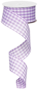 1.5 Inch Lavender and White Gingham Check Wired Ribbon, 10 Yards Per Spool (Lot of 1 Spool) SALE ITEM