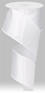 2.5 Inch White Satin Wired Ribbon, 10 Yards Per Spool (Lot of 1 Spool) SALE ITEM