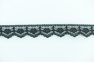 .75 Inch Flat Lace Trim, Black (650 Yards FULL SPOOL) MADE IN USA