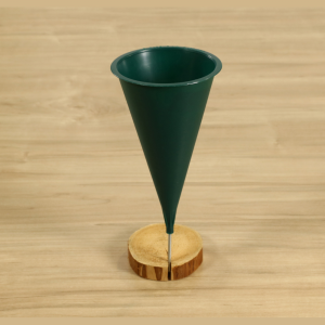 Green Plastic Cemetery Vase, 7.5" Cone Shaped Vase With 3.75" Metal Spike (Lot of 1) SALE ITEM