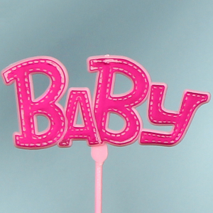 "BABY" Pick, Sign, Cake Topper - Metallic Pink on Matte Pink (Lot of 1 Bag - 12 Picks Per Bag) SALE ITEM