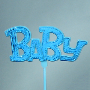 "BABY" Pick, Sign, Cake Topper - Metallic Blue on Matte Blue (Lot of 1 Bag - 12 Picks Per Bag) SALE ITEM