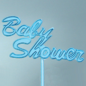 "Baby Shower" Pick, Sign, Cake Topper - Metallic Blue on Matte Blue (Lot of 1 Bag - 12 Picks Per Bag) SALE ITEM