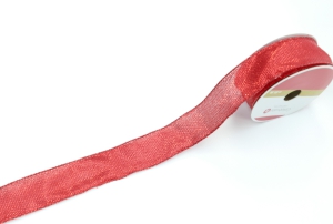 1.5 Inch Metallic Red Wired Christmas Ribbon, 25 Feet Per Spool (Lot of 1 Spool) SALE ITEM 
