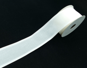 1.5 Inch Ivory Organza Wired Ribbon with Grosgrain Edges, 10 Yards (Lot of 1 Spool) SALE ITEM