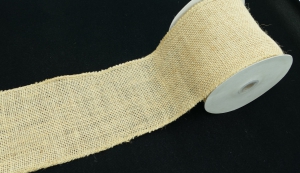 4 Inch Natural Burlap Ribbon With Wired Edges, 10 Yards (Lot of 1 Spool) SALE ITEM
