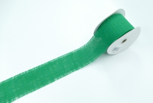 2.5 Inch Emerald Burlap Ribbon With Frayed Edges - Not Wired, 10 Yards (Lot of 1 Spool) SALE ITEM