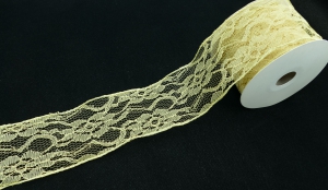 2.5 Inch Gold Lace Ribbon With Wired Edges, 10 Yards (Lot of 1 Spool) SALE ITEM