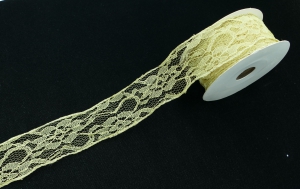 1.5 Inch Gold Lace Ribbon With Wired Edges, 10 Yards (Lot of 1 Spool) SALE ITEM