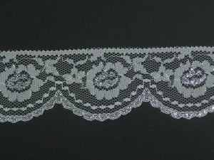 2 Inch Flat Lace, White-Silver (25 yards) MADE IN USA