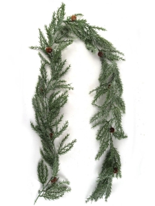 Iced - Snowy Artificial Pine Christmas Garland With Pinecones, 75 Inches Long (lot of 1) SALE ITEM