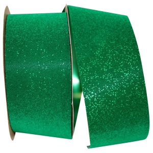 2.5 Inch Emerald Green Velvet Sparkle Ribbon, 25 Yard Spool (1 Spool) MADE IN USA SALE ITEM