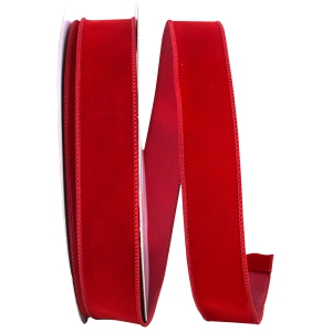 1.5 Inch Scarlet Red Velvet Wired Ribbon With Scarlet Edges, 50 Yard Spool (1 Spool) SALE ITEM