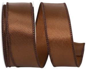 1.5 Inch Brown Satin Ribbon With Wired Edges, 10 Yard Spool (1 Spool) SALE ITEM