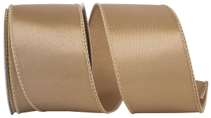 2.5 Inch Antique Gold Satin Wired Ribbon With Antique Gold Edges, 10 Yard Spool (1 Spool) SALE ITEM